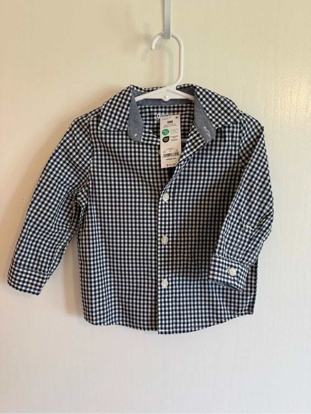 OshKosh B'gosh Navy & White Gingham Button-Down Shirt